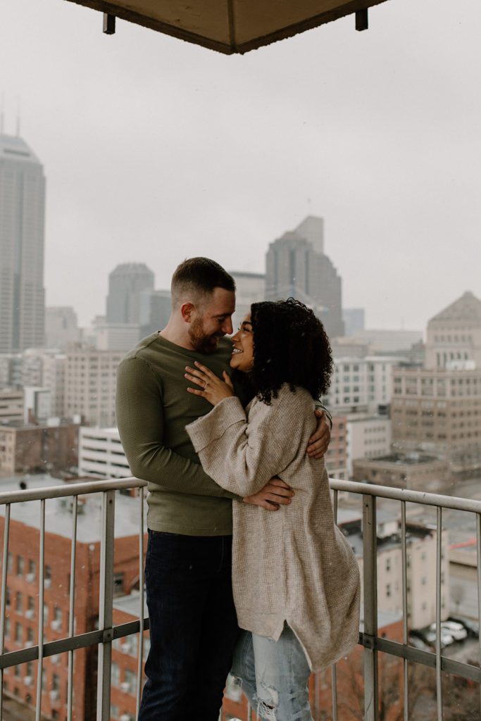 rooftop engagement photo outfits